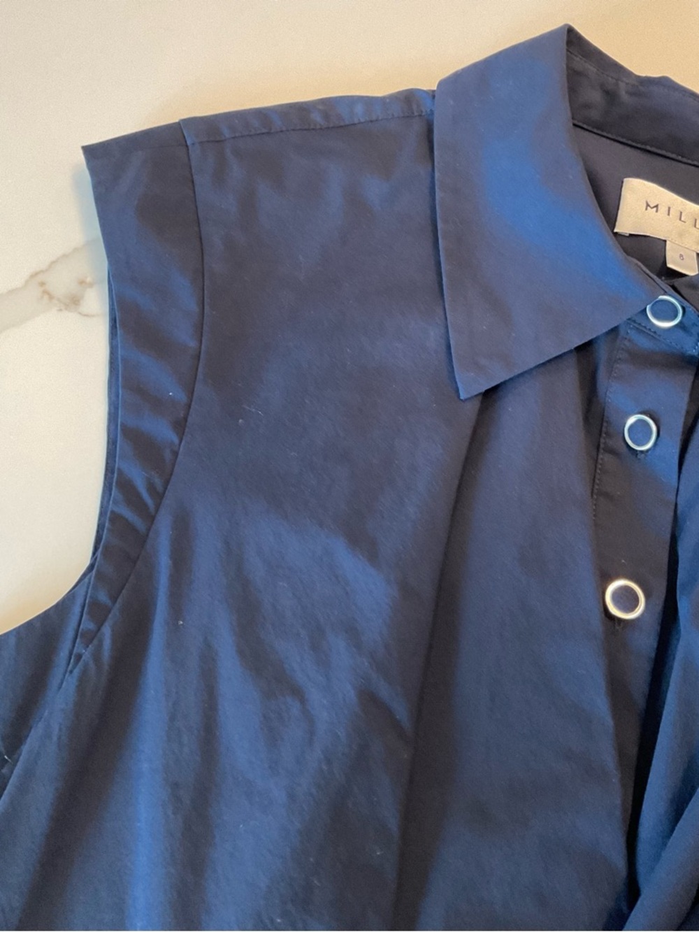 Milly Navy Cap-Sleeve Mini Dress - Picture 3 of 12